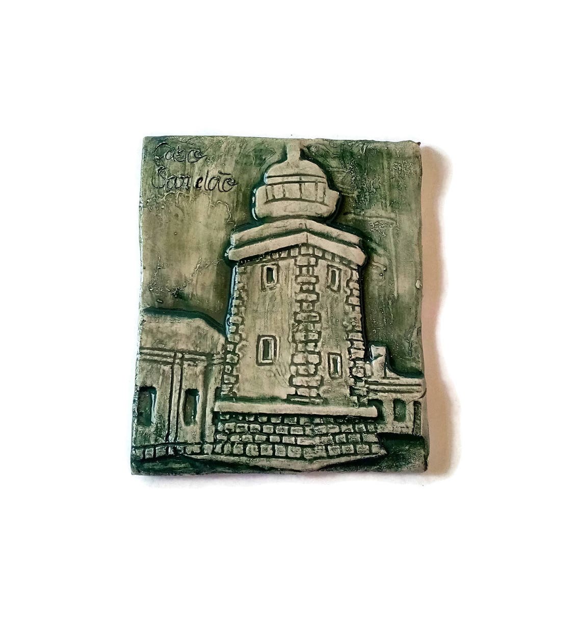 Ceramic lighthouse tile with low relief decorative coaster Etsy