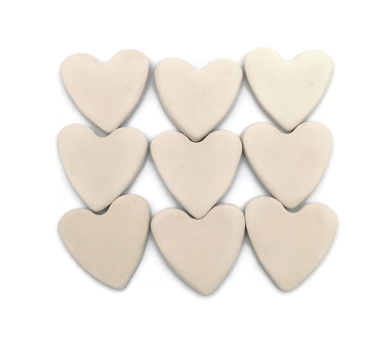 Small ceramic hearts blank tiles unpainted ceramic bisque Etsy