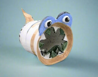 Handmade Ceramic Weird Sculpture, Modern Clay Animal Figurine Art