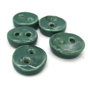 Handmade Green Ceramic Coat Buttons – Set of 5 Antique Look
