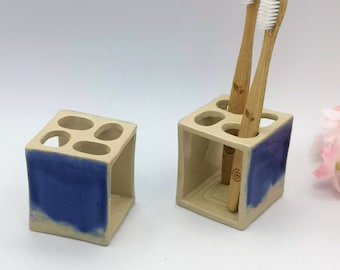 Portacepillos de cerámica hecho a mano, porta lápices y bolígrafos, portautensilios - Regalos sostenibles para él