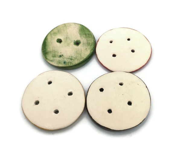 4pc 45mm Extra Large Clay Sewing Buttons Handmade Ceramic Round