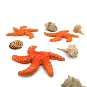 Handmade Ceramic Starfish Tile – Orange Beach Decor for Pool, Aquarium & Fish Tank