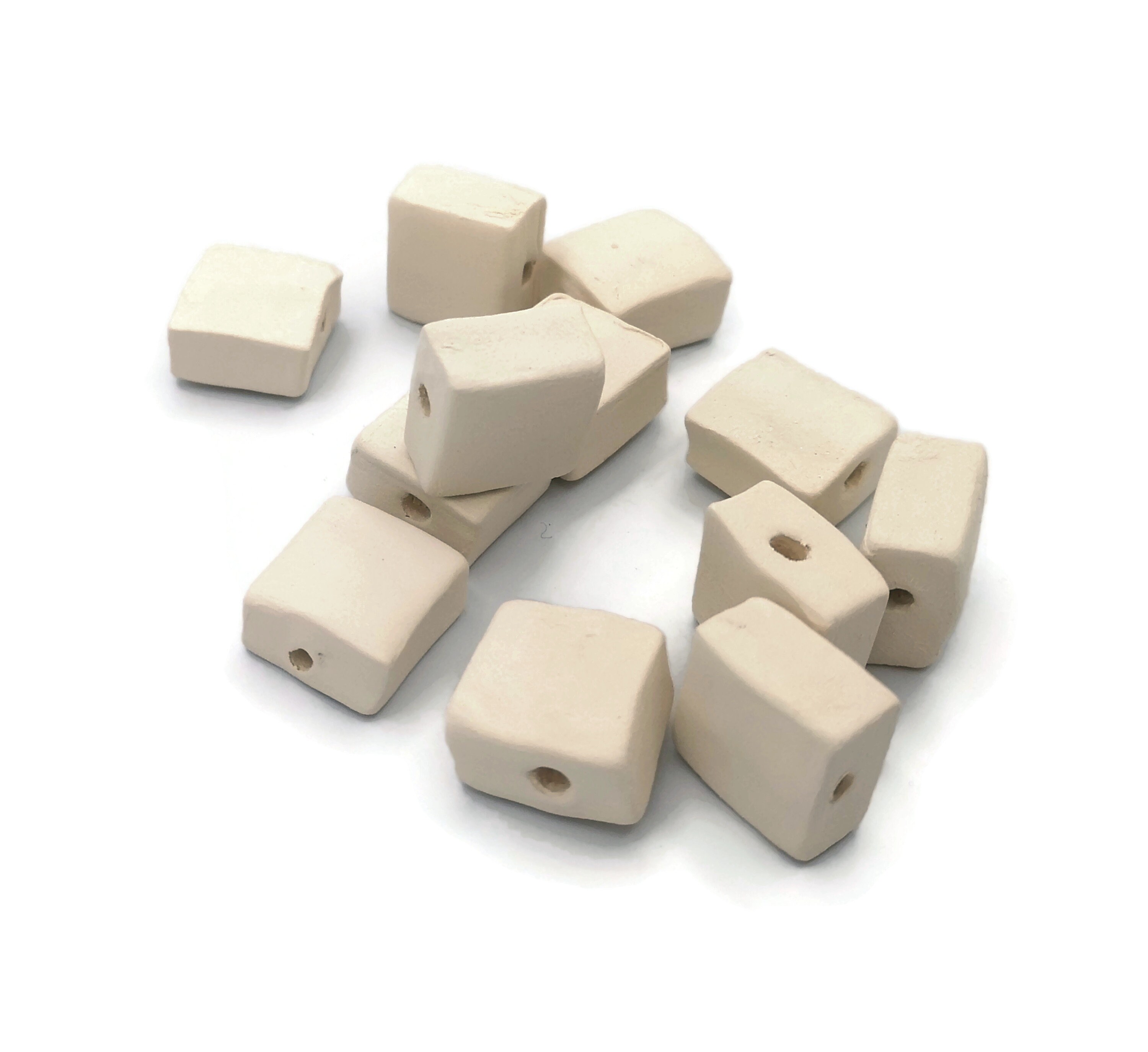 12pc Squarehandmade Ceramic Bisque Beads for Jewelry Making Etsy