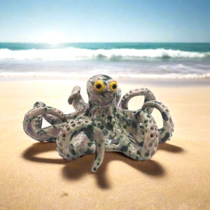 Modern Handmade Ceramic Octopus Sculpture | Coastal Art Home Decor