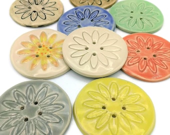 Extra Large Ceramic Flower Buttons – Handmade Decorative Sewing Buttons for Crafts & Coats - 1 Piece