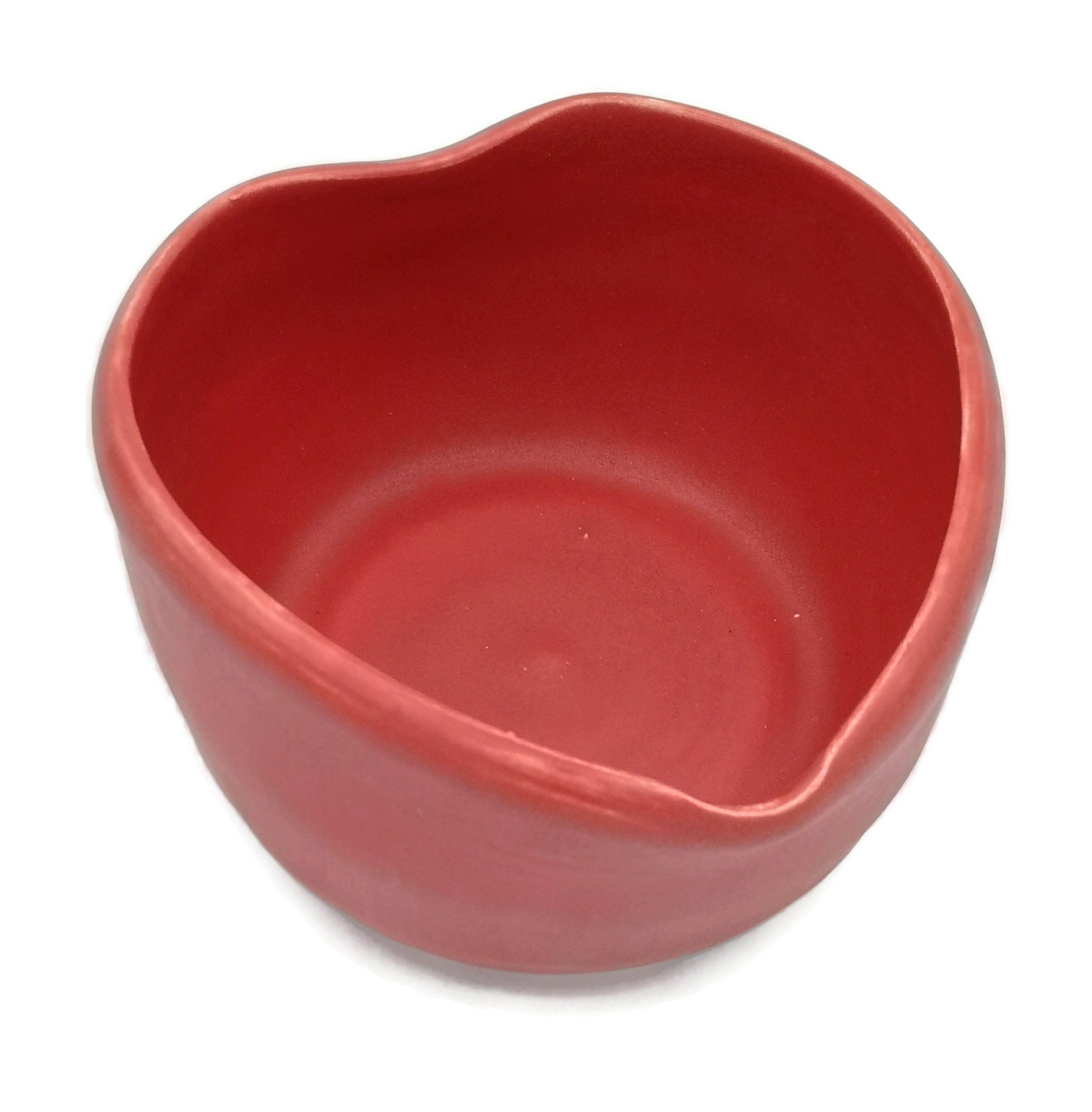 赤いハート型ボウル、手作りポルトガル陶器ボウル、室内装飾用、鍵用