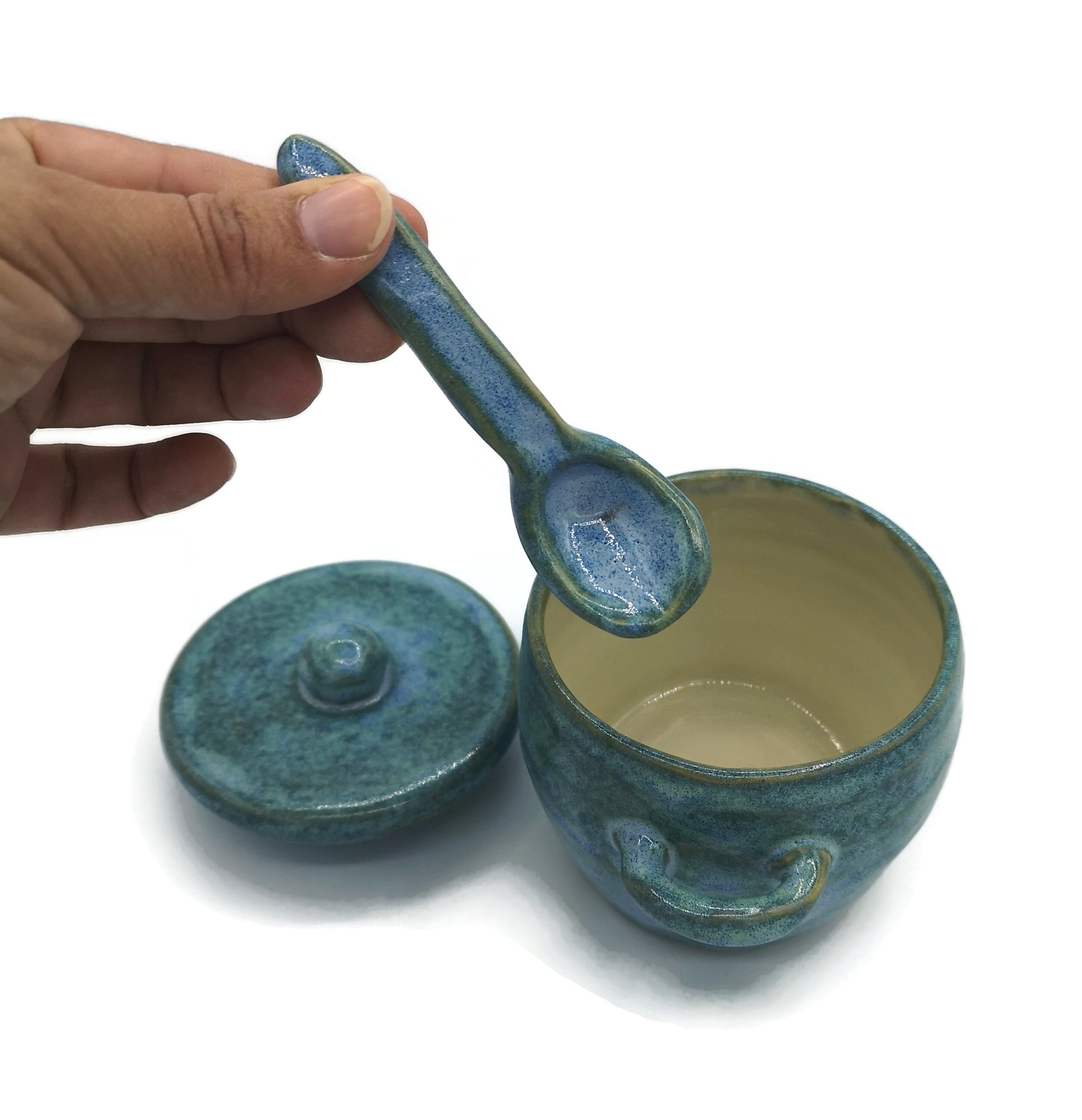 Handmade sugar bowl with lid and spoon ceramic sugar bowl Etsy