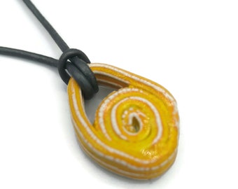 Yellow Irregular Shaped Clay Charm Pendant, Modern Handmade Eclectic Necklace Charm, Unique Jewelry Making Supply