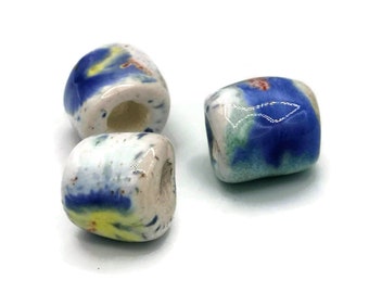 1 pezzo di perline in ceramica per macramè - Perline tubolari da 15 mm con foro grande per gioielli