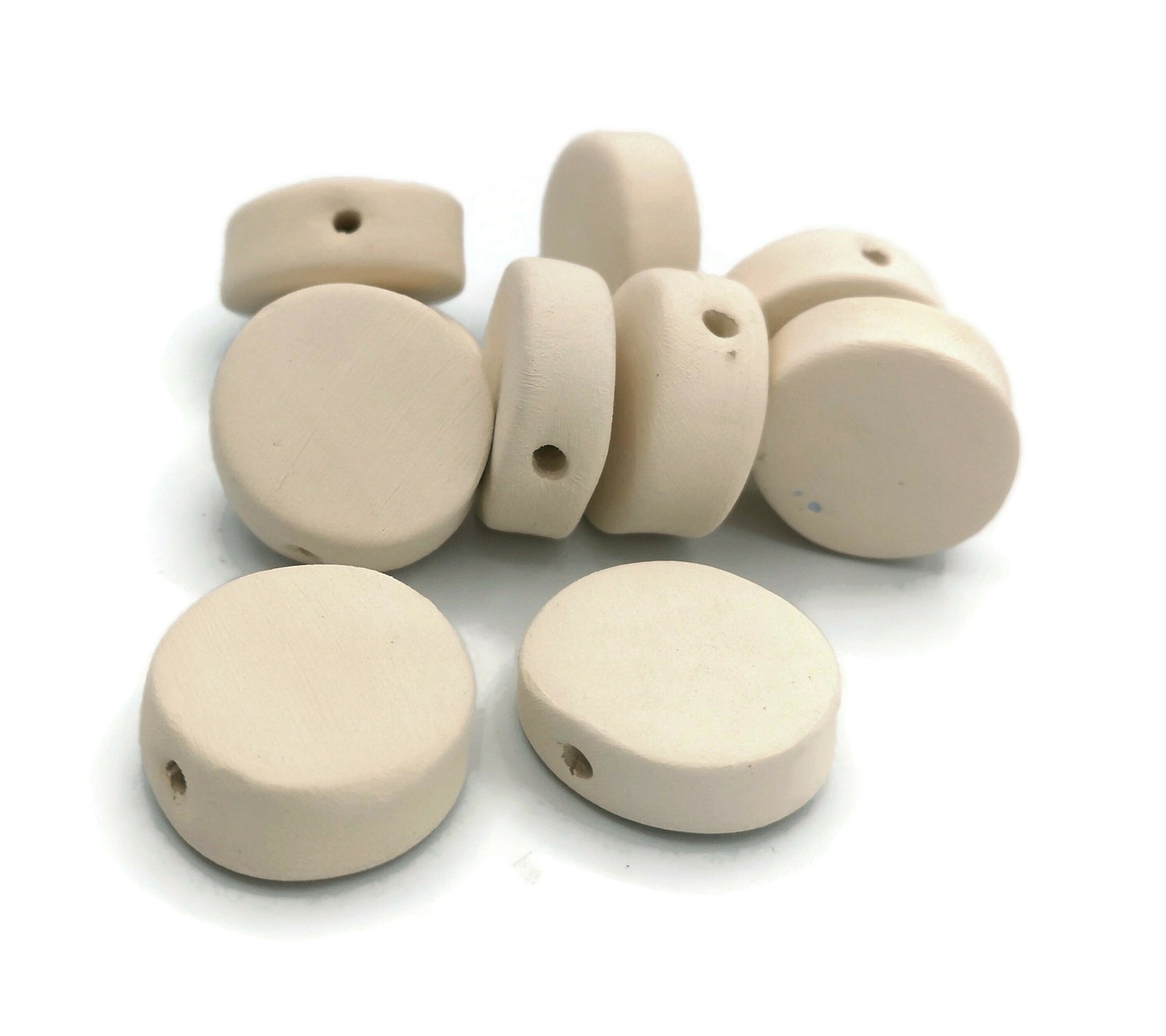 Handmade Ceramic Bisque Coin Bead Set DIY Ready to Paint Etsy