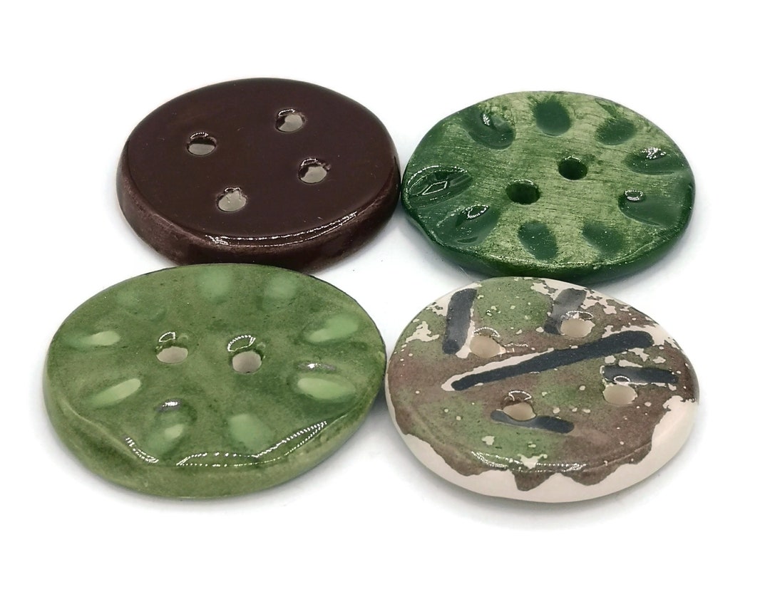 Large Ceramic Buttons 4 Large Ceramic Buttons 40mm, Handmade Round Sewing Buttons, Decorative ...