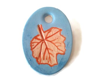 Handmade Extra Large Ceramic Leaf Pendant – DIY Necklace Jewelry Charm