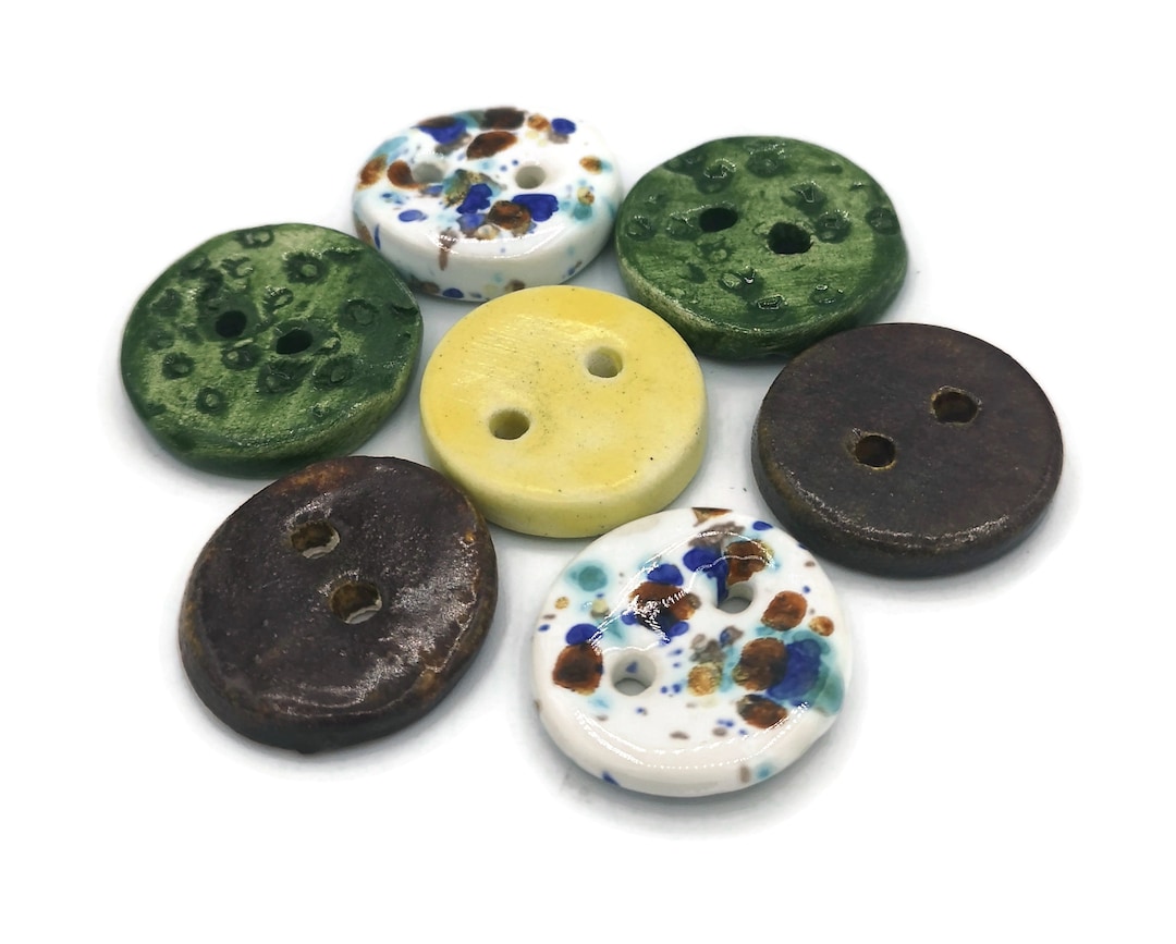 Ceramic Button Insert 7pc 30mm Round Ceramic Buttons Set - Handmade Clothing & Craft Buttons ...