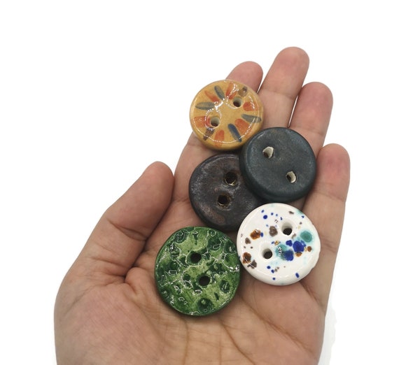 5pc 30mm Handmade Ceramic Sewing Buttons for Crafts, Assorted Round Coat  Buttons for Jewelry Making, Antique Look Sewing Supplies & Notions 