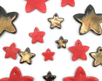 1Pc Handmade Ceramic Star Gift Tags All Occasion, Clay Christmas Ornaments Reusable, Holiday Artisan Celestial Home Decor, Party Favors