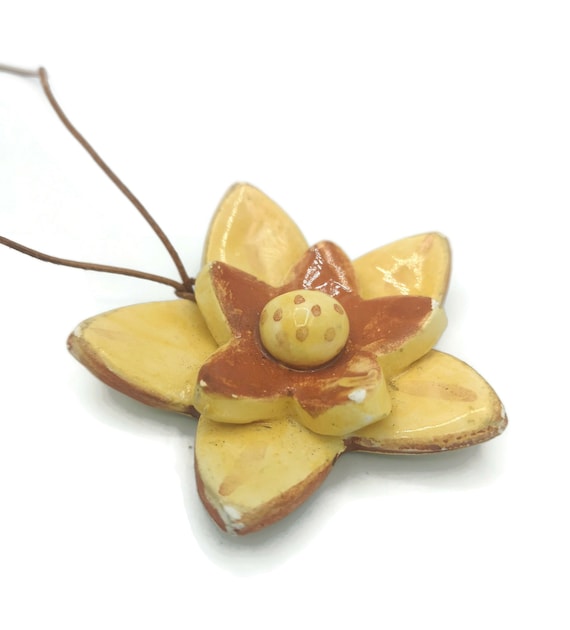 Large Handmade Ceramic Flower Charms For Jewelry Making Clay