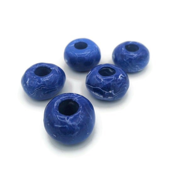 1pc Blue Handmade Ceramic Macrame Bead Large Hole, Unique Clay Beads for  Jewelry Making Supplies, Extra Large Focal Point Beads for Crafts 