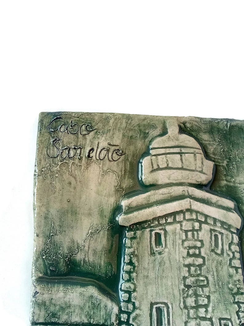 Ceramic lighthouse tile with low relief decorative coaster Etsy