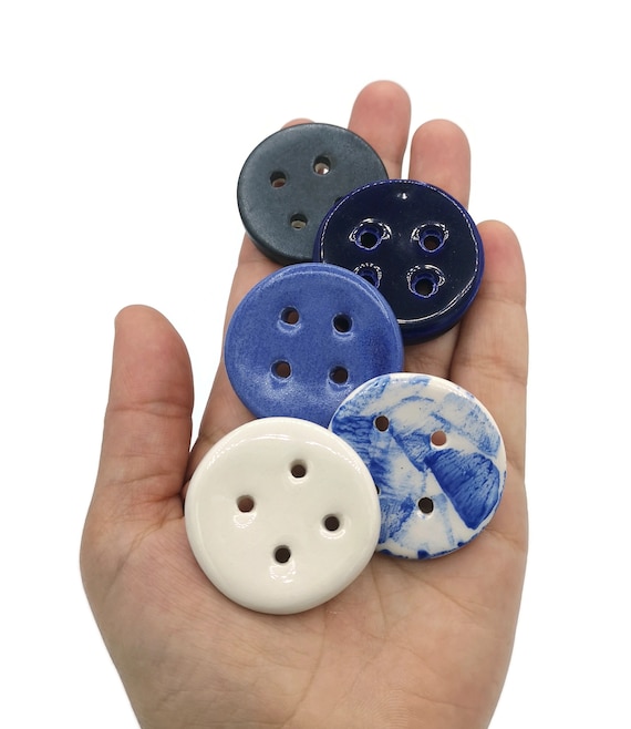 5pc 40mm Round Sewing Buttons Handmade Ceramic Unique Coat Buttons Set Blue Sewing Button for Jewelry Making Sewing Supplies and Notions Etsy UK