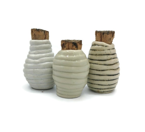 Small Ceramic Vase Set of 3, Handmade Ceramic Bottle With Cork Stopper,  Textured Pottery Mom Birthday Gift From Daughter, Best Sellers -  UK