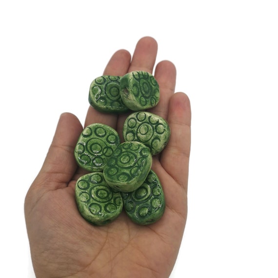 Handmade Ceramic Beads for Jewelry Making 7pcs Jumbo Beads 