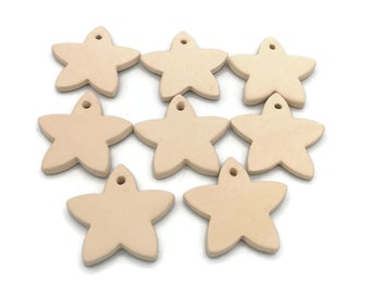 4/6/8/10/12Pc 70/60/45/35/25 Handmade Ceramic Bisque Blank Star Ready To Paint, Reusable Gift Tag, Christmas Gift Labels, Unpainted Ornament