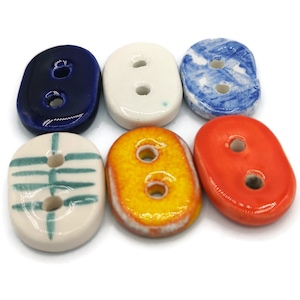 5pc 30mm Handmade Ceramic Sewing Buttons for Crafts, Assorted