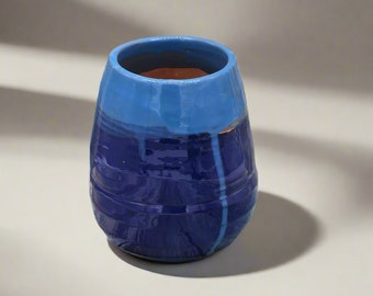 Handmade Blue Ceramic Vase – Modern Utensil Holder & Planter