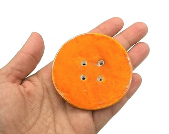 1Pc 65 mm Giant Orange Ceramic Button - Extra Large Sewing Button for Crafts and Clothing