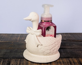Porte-savon moussant White Goose pour savon à mains N&B moussant | Décoration de salle de bain campagnarde