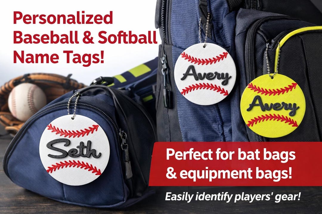 Personalized Baseball Bag Tag | Custom Name, Sports ID - Etsy