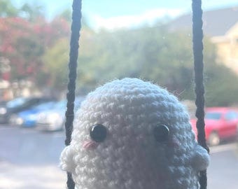 Crochet Ghost on a Swing Car Decor