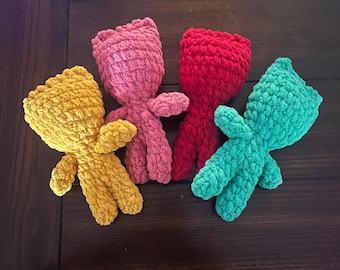 Handmade crochet sour patch plushie.