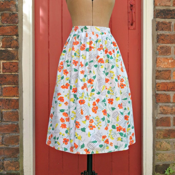 Novelty print skirt | 1950s birdcage skirt | 50s f