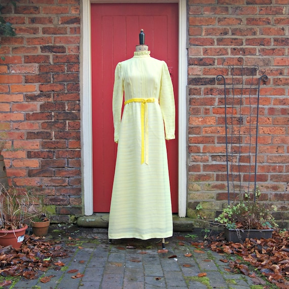 1960s Quad maxi dress | late 60s 70s yellow dress