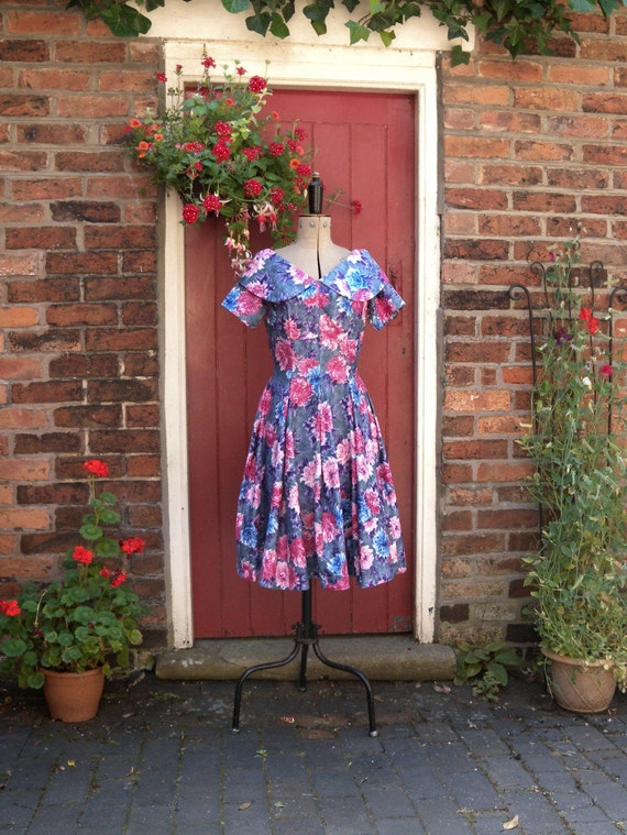 1950s New Look dress | 50s floral print dress | vi