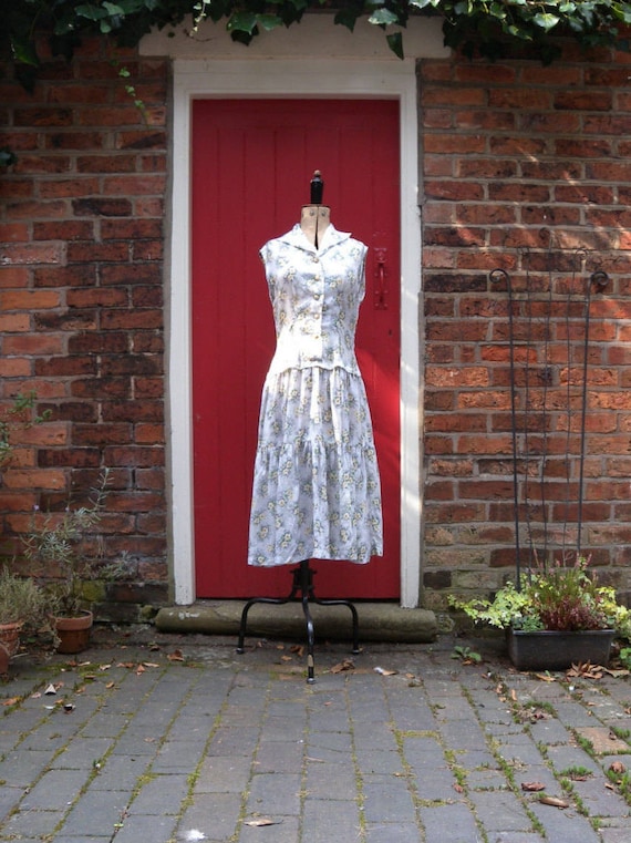 1950s rayon dress | 50s primrose print dress | mid
