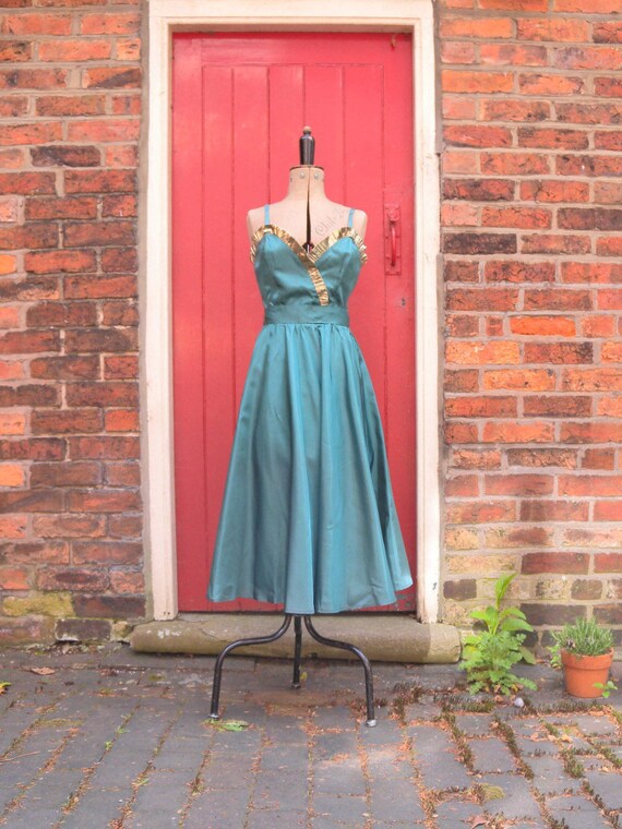 gold taffeta dress
