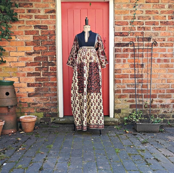 1970s maxi dress | 70s African print cotton dress
