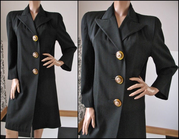 REDUCED PRICE...Vintage 1940's Black Gabardine Woo