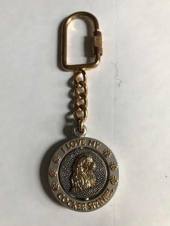 Vintage Brass Dog Breed Keychain - Cocker Spaniel