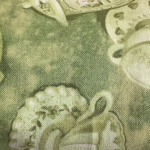 2 1/8 yards 100% cotton  quality quilting fabric green teacup print