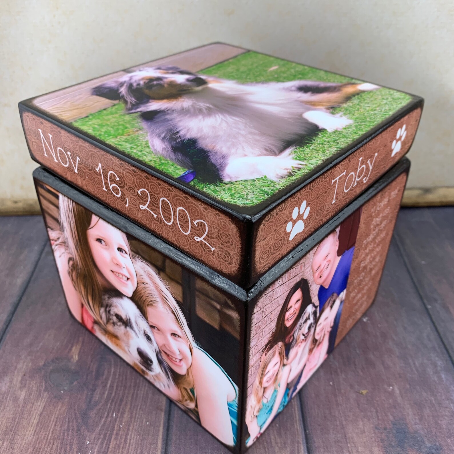 Pet Urn Pet Urn With Picture Pet Urn Wood Box Memorial Pet Etsy