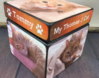 Memorial Cat Urn with Pictures, Pet Cremation Urn, Urn for Cat Ashes