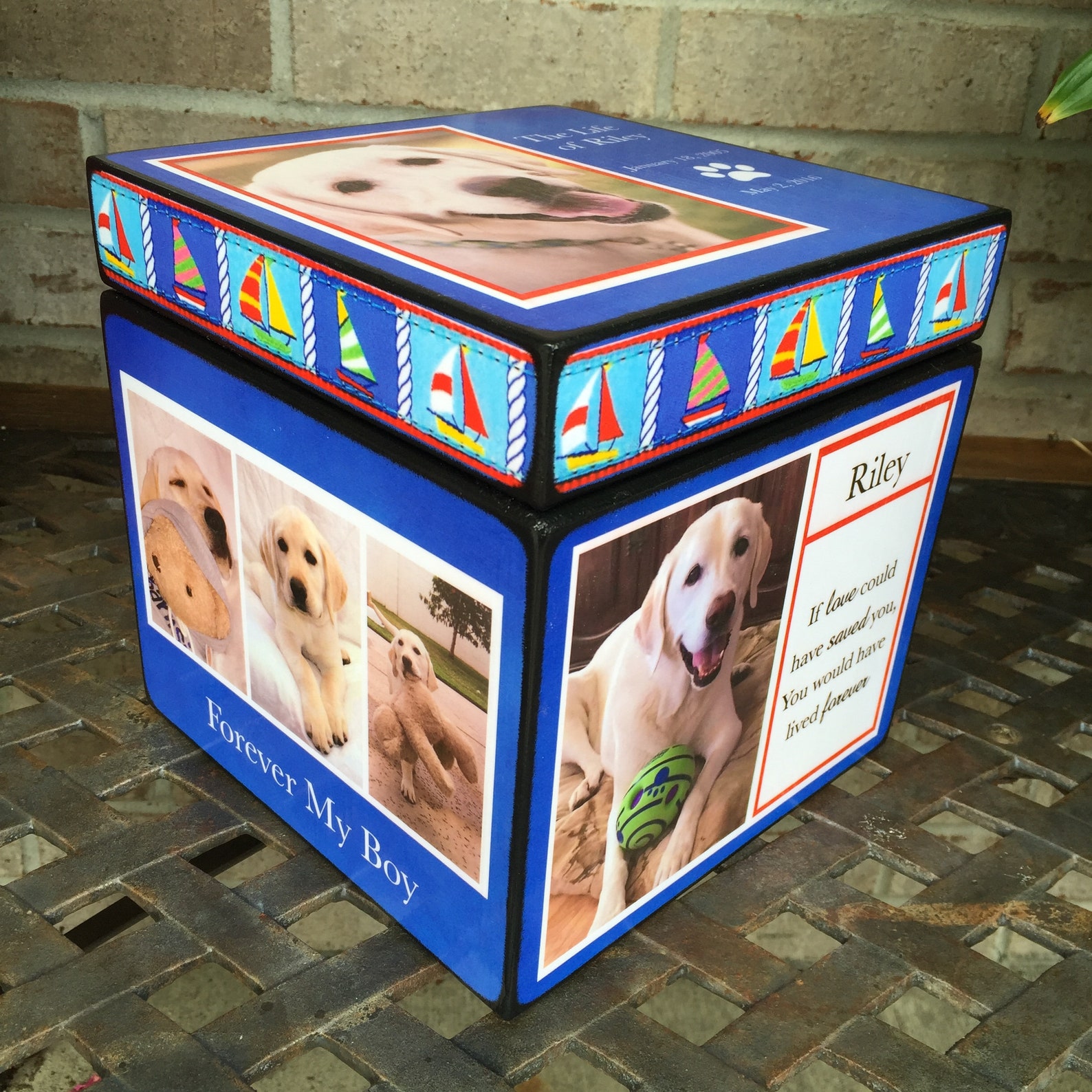 Dog Urn With Pictures Dog Wood Pet Urn Dog Urn for Ashes Etsy