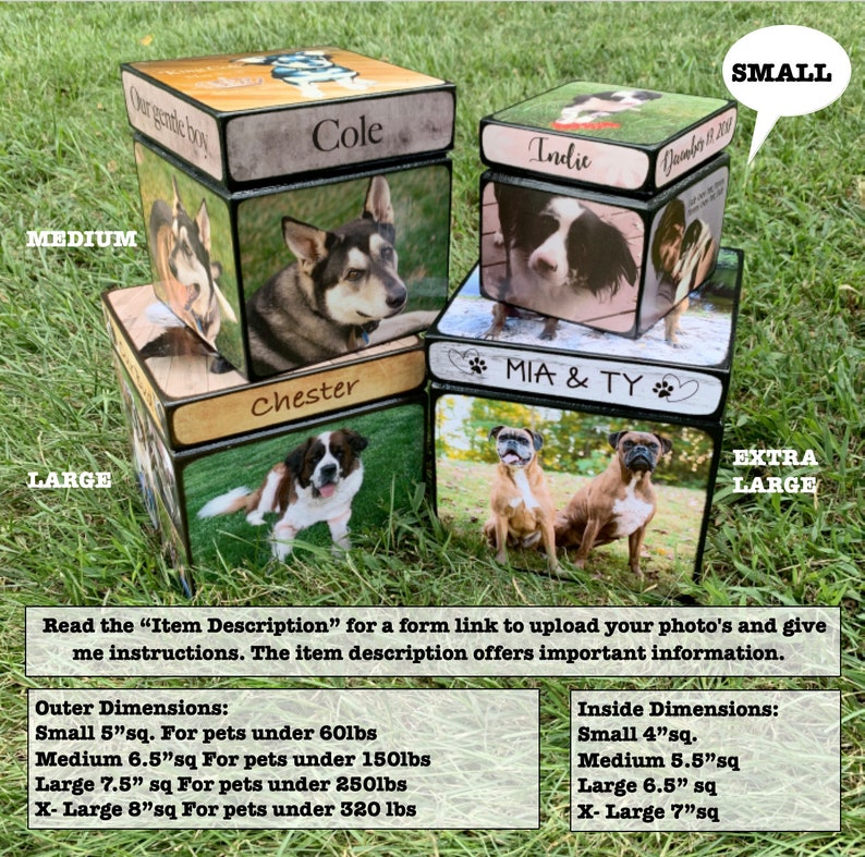 Pet Urn for Ashes Small Dog Urn with Picture Pet Memorial Wooden Pet Urn Cat Urn