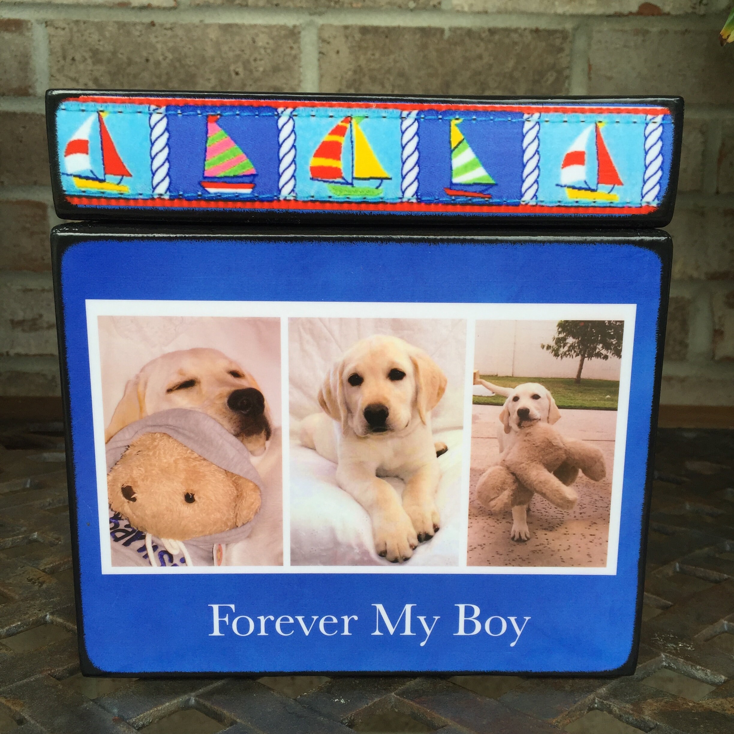 Dog Urn With Pictures Dog Wood Pet Urn Dog Urn for Ashes Etsy UK