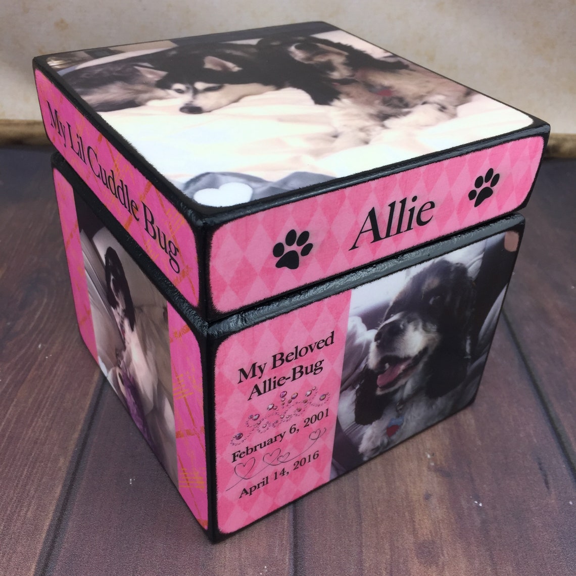 Pet Urn for Dogs Wood Dog Urn Custom Pet Memorial Keepsake Etsy