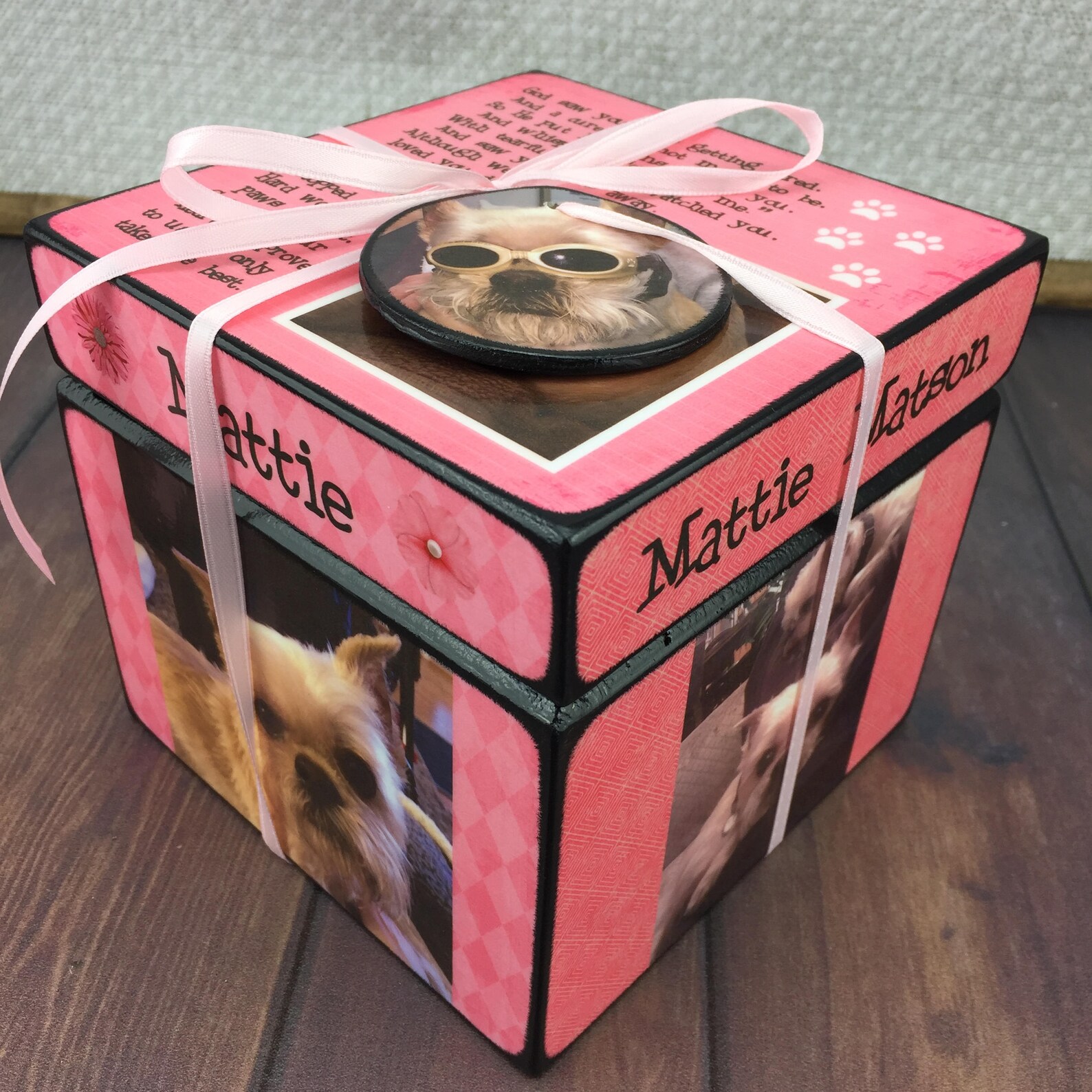 Pet Urndog Urn With Photocat Urn Wood Pet Urn Size Small Etsy